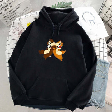 Popster Black Printed Fleece Hoody Regular Fit Long Sleeve Womens Sweatshirt